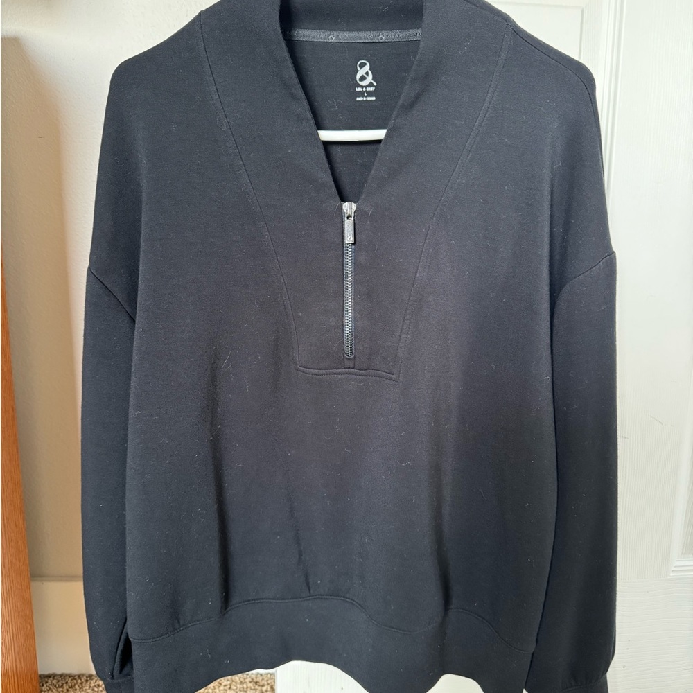 Lou & Grey Charcoal Zip-Up Sweater
